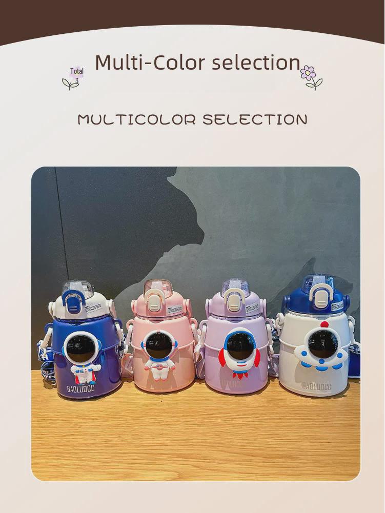 Термос с трубочкой Astronaut Kids из нержавеющей стали 316 — большая емкость, подходит для использования на открытом воздухе, стильный дизайн