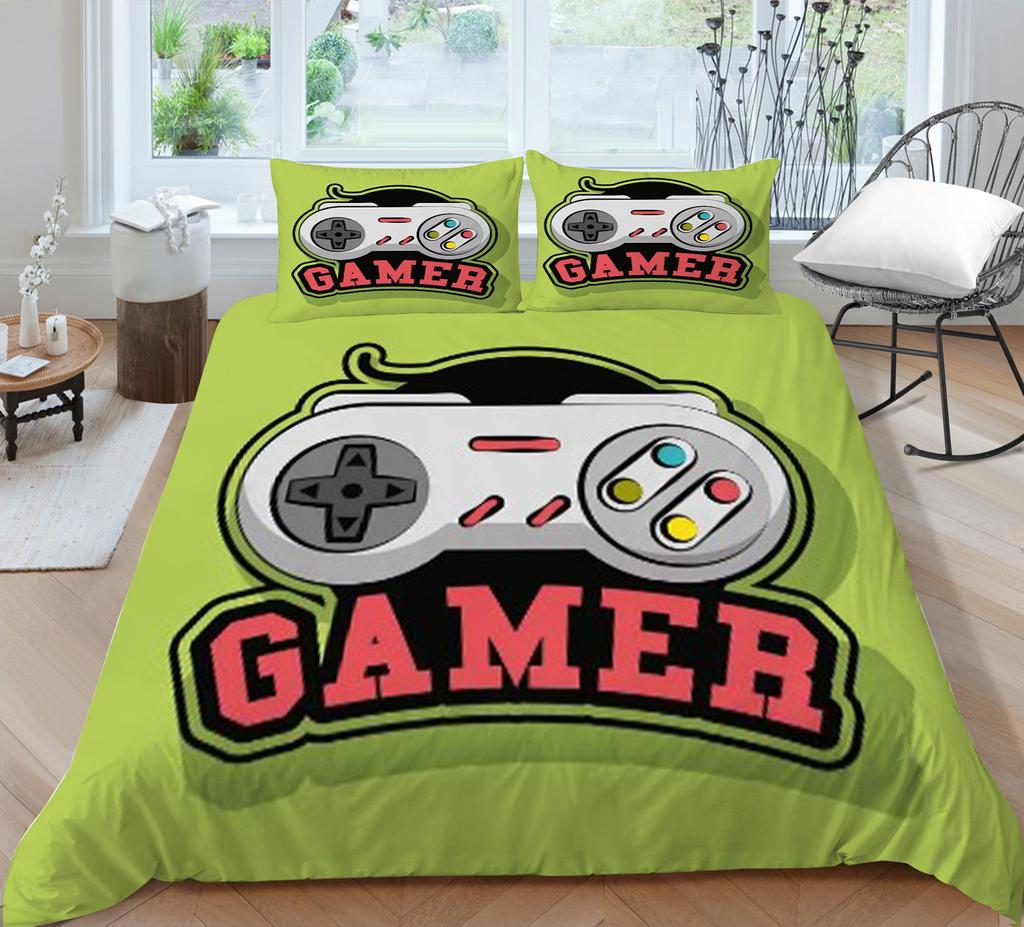 3D Game Handle Pattern Luxury Home Bedding Set Full Size Quilt Cover and Pillowcase for Boys and Men Game Lovers Room Bedroom Bedding