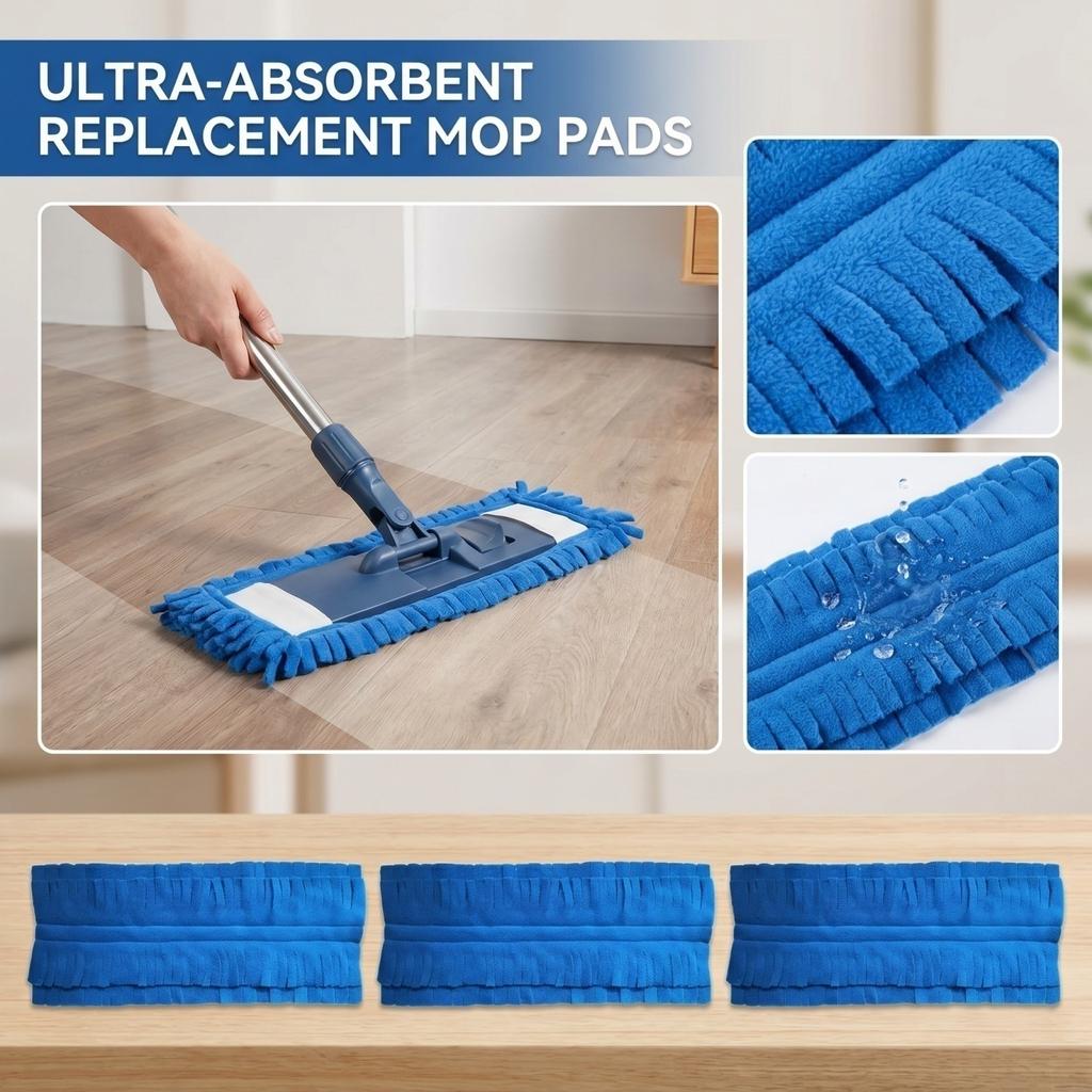 Reusable Washable Replacement Mop Pads for Flat Mop Compatible with Various Floor Types Easy to Attach and Remove Durable Cleaning Cloths