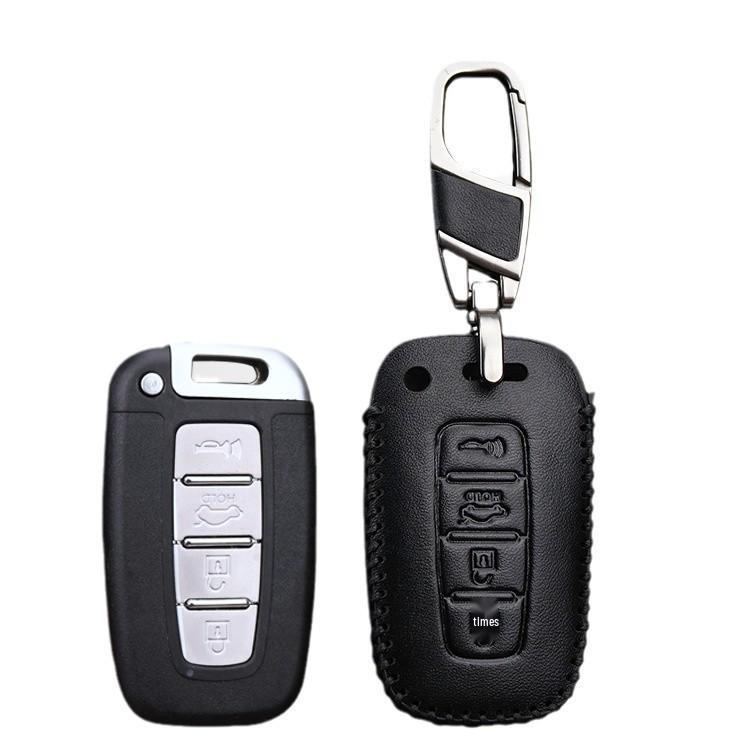 Натуральная кожаная крышка для автомобильного ключа Hyundai Mistra, Elantra, Tucson, IX35, IX25, Sonata 9, Verna