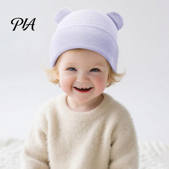 Cozy Autumn Hat Baby Winter Knitted Hat, Cute Bear Ears Knit Soft Skin Friendly Warm Skull Cap for Newborn Infant Toddler Boys Girls, 0-36 Months