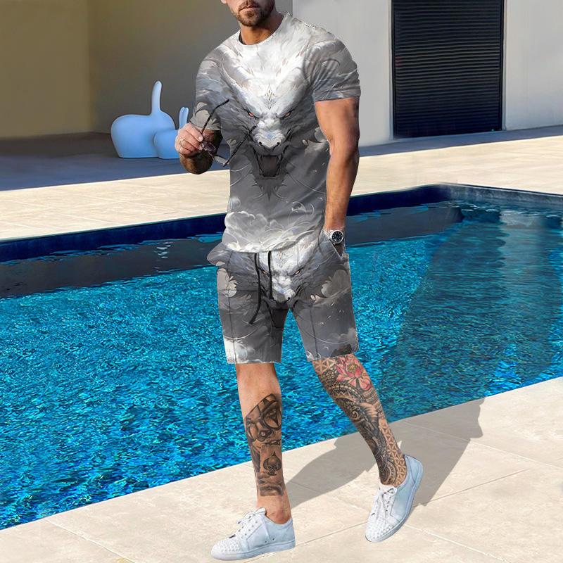 Модная мужская спортивная одежда с принтом 3D-дракона, повседневная дышащая освежающая футболка