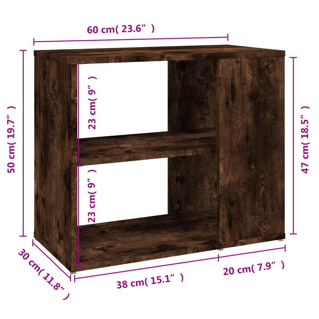 Side Table Smoked Oak 60x30x50 cm Engineered Wood