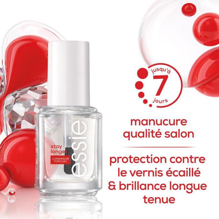 Vernis à Ongles - Essie - N°Stay Longer Top Coat - 13,5ml - Transparent - Vegan - Haute Brillance