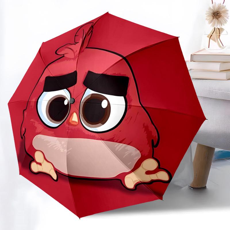 1pc Angry Bird Automatic Open/Close Folding Umbrella, Windproof 8-Rib Construction, Lightweight Travel Umbrella for Women/Men a0902015
