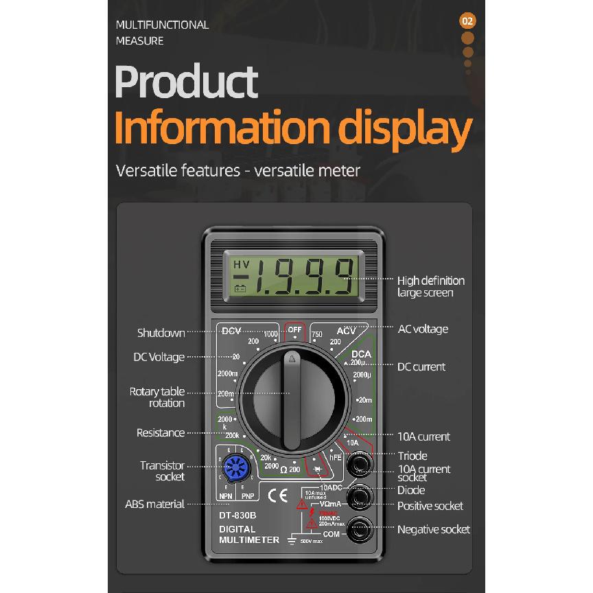 ANENG DT830B Digital Multimeter + BT167 Battery Tester Combo 1999 Counts AC DC Voltage Current Resistance Tester Tool Set