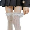 Весенне-осенние тонкие кружевные ажурные белые чулки до бедра в стиле лолита для женщин Jk милые черные длинные чулки