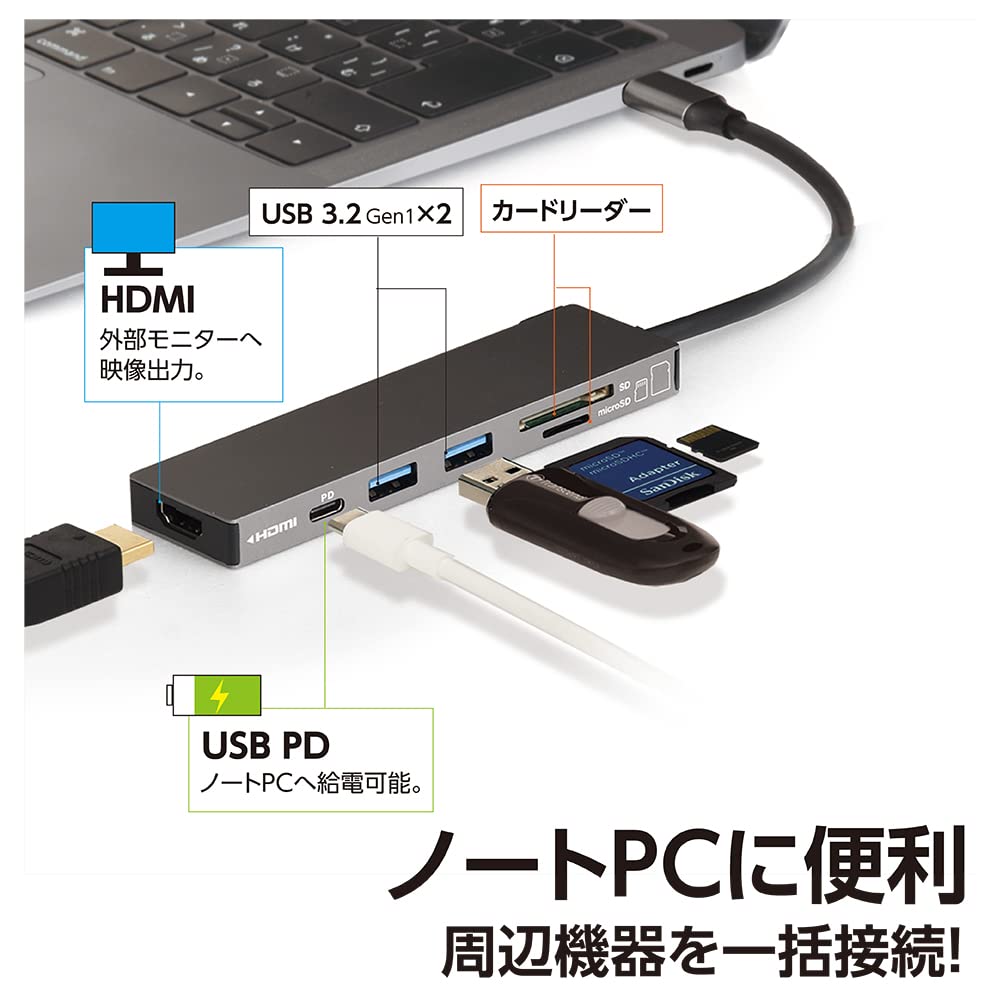 Nakabayashi Алюминиевая док-станция Digio2 с поддержкой PD, USB Type-C, 15 см, серая, Z8789