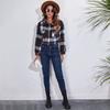 GMXIA Женские винтажные повседневные клетчатые куртки и пальто с воротником-поло на осень-зиму с длинным рукавом