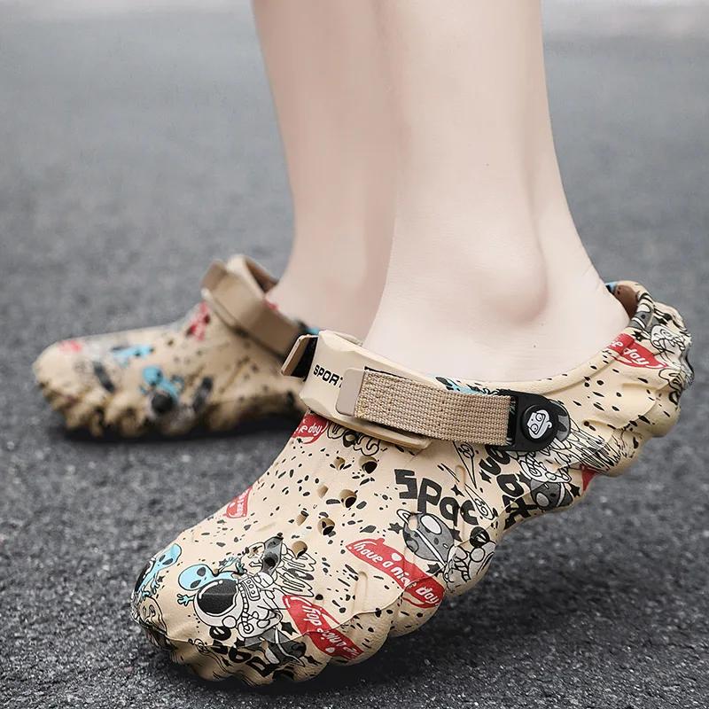 Новые мужские летние повседневные персонализированные тапочки камуфляжного цвета на толстой подошве, универсальные легкие пляжные туфли из ЭВА