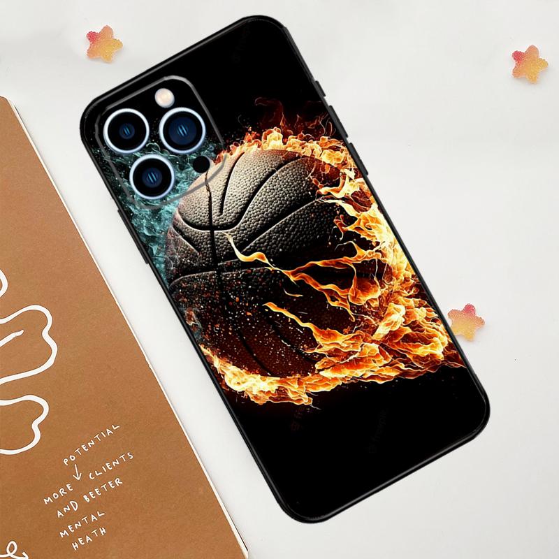 Чехол Basketball On Fire для iPhone 15 16 14 13 12 11 Pro Max Plus X XR XS Max 12 13 Mini мягкий бампер