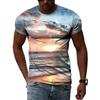 Футболки с узором морской волны Летняя мода Пляж Короткий рукав 3D-принт Топ Свободный Повседневный Круглый вырез Праздничная одежда Мужские футболки
