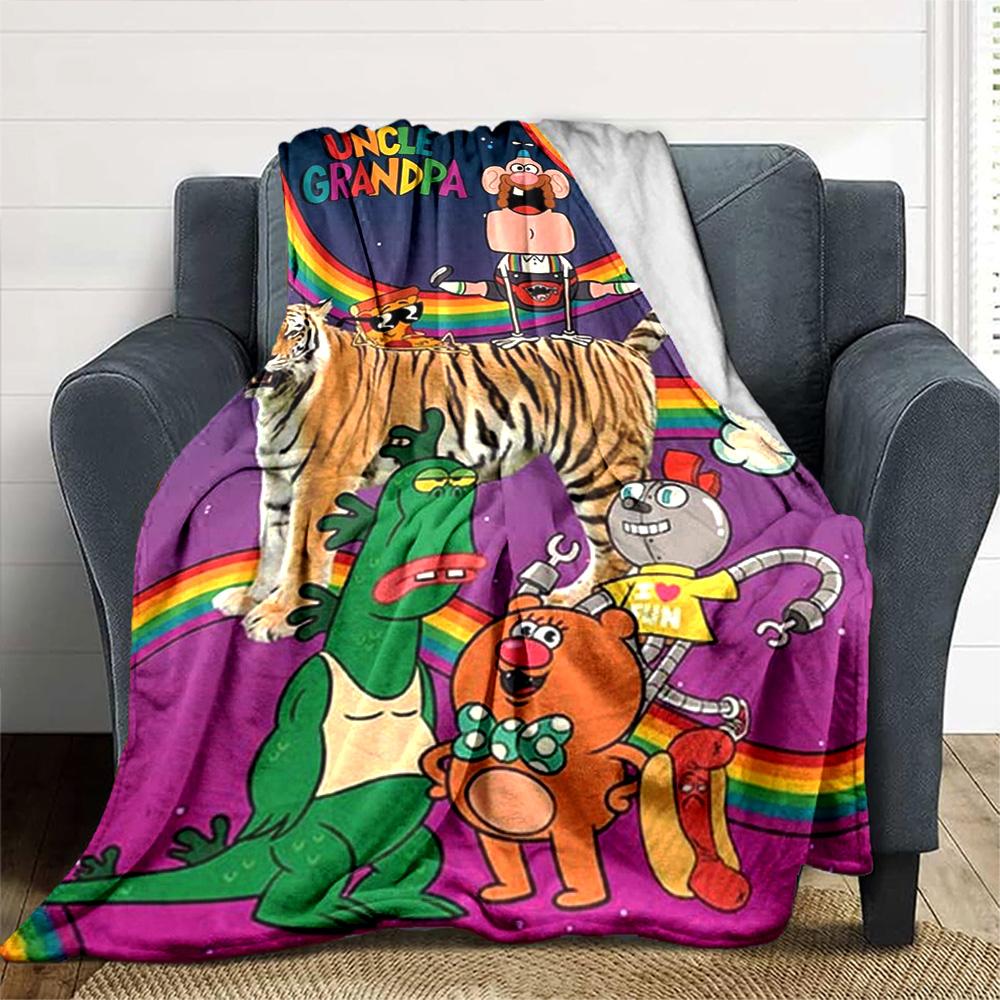 Uncle Grandpa Print Flannel Blanket High Quality Warm Comfortable Cover for All Seasons Perfect for Gifts Home Decor