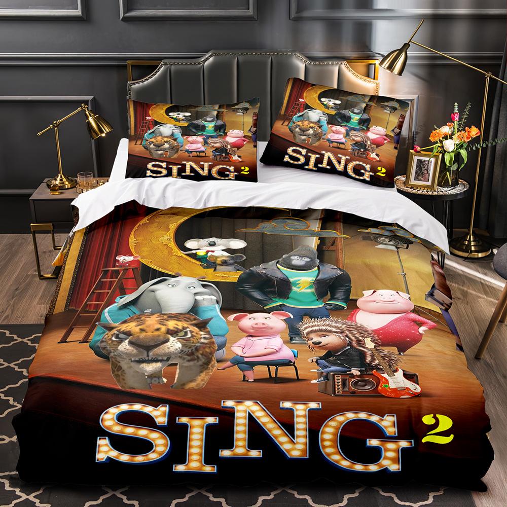 Постельное белье Sing 2 3D-печать Пододеяльник Наволочка Комплект Single Twin Full Size для Детей Мальчиков Девочек Декор Спальни