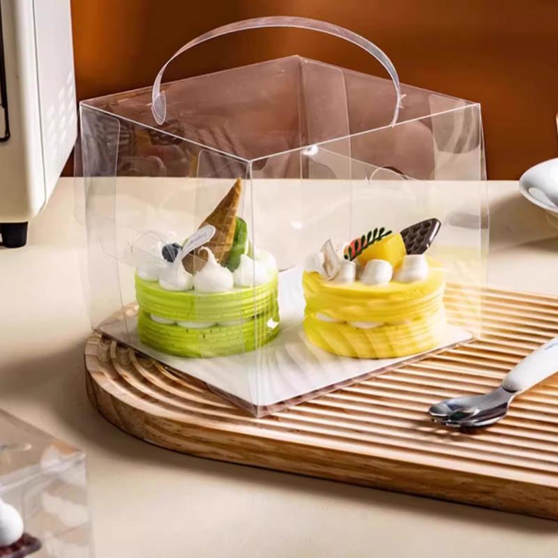 Высокопрозрачная ручная коробка для торта, коробка для упаковки слоеных пирожных, многофункциональный одноразовый переносной десертный ларец, несколько спецификаций