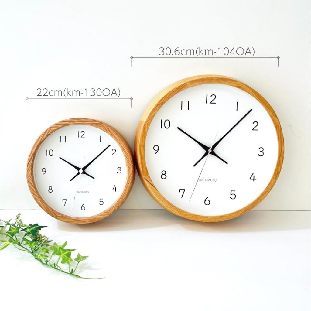 KATOMOKU Muku Clock 13 Oak Wall Clock Continuous Second Hand km-130OARC 220mm (Radio Clock)