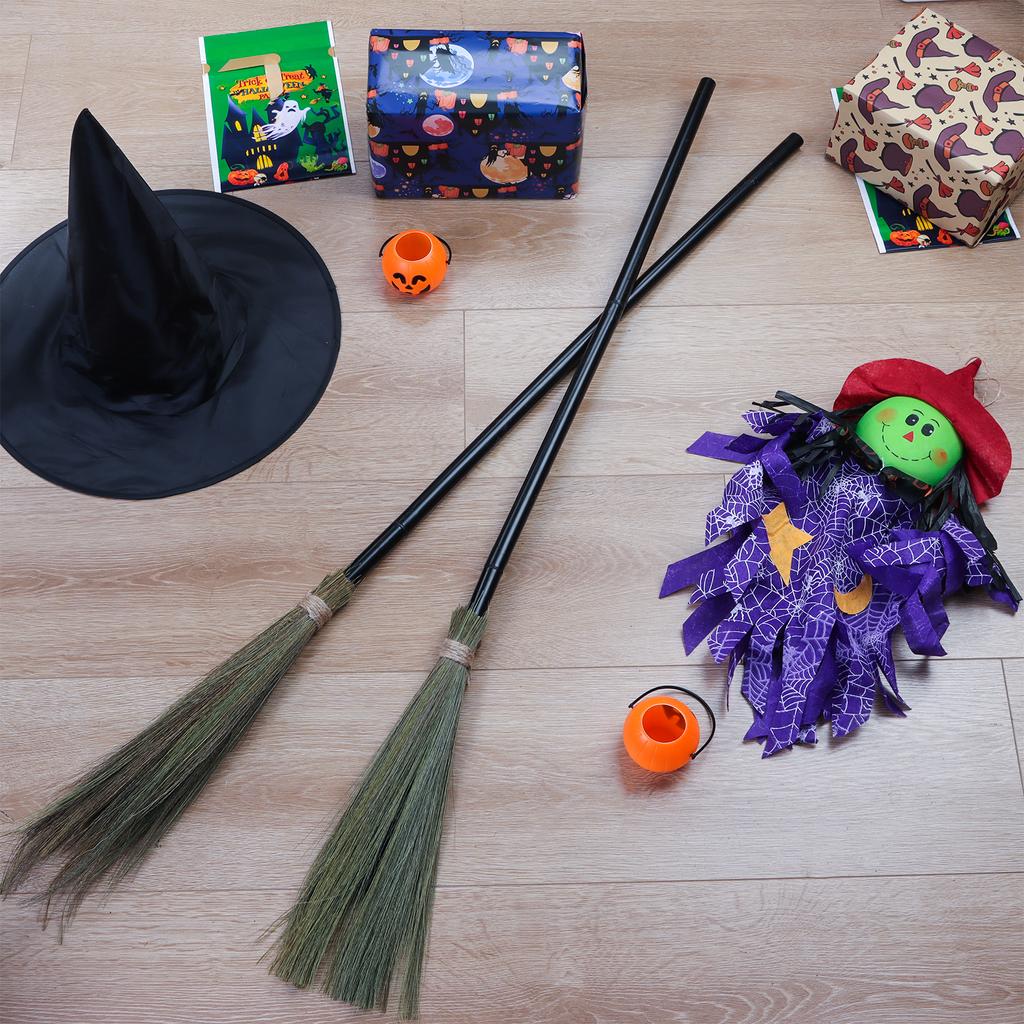 Halloween Witch Broom Plastic Witch Broomstick Broom Props Witch Broom
