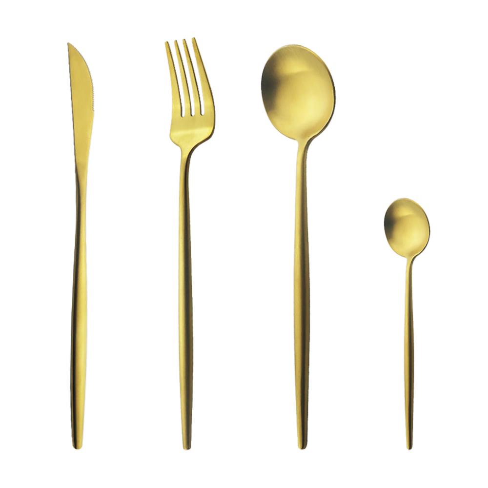 Матовый серебряный набор столовой посуды из нержавеющей стали 18/10, набор столовых приборов с круглой ручкой, вилка, нож, ложка, набор столовых приборов, набор кухонного серебра