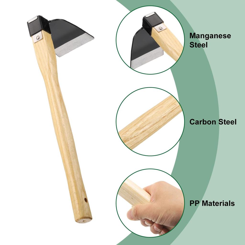 Uxcell Садовый x Стальной Садовый Инструмент с Деревянной Лопатой для Двора и Сапка для Прополки, 15" 3.94", Сапка, Устойчивый к Ржавчине, Нескользящая Ручка, Кромкорез/Прополка