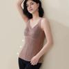 Winter Women Thermal Vest with Chest Pads Seamless Lace V Neck Fast Temperature Lock Heating Slim Fit Elastic Sleeveless Inner Wear Bottoming Tank Top
