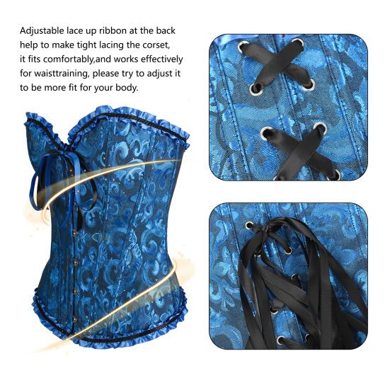 Women Corset Tops Off Shoulder Lace Bow Tie Design Regular Fit Shapewear Perfect Figure Lace-up Waist Trainer