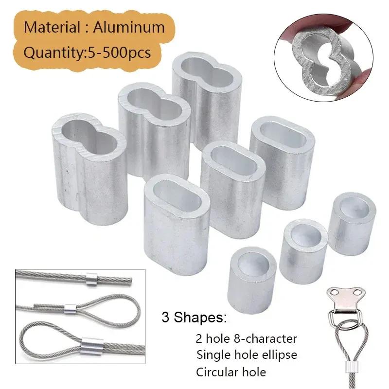 5-500Pcs Aluminium Crimping Loop Sleeve, Aluminum Ferrules Cable Crimp Sleeves for Wire Rope Stopper, Sturdy Accessories