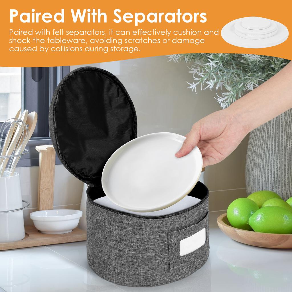 4 шт. Штабелируемый контейнер для хранения посуды с войлочными разделителями, ручка, контейнеры для хранения фарфора для тарелок, кухонный для тарелок