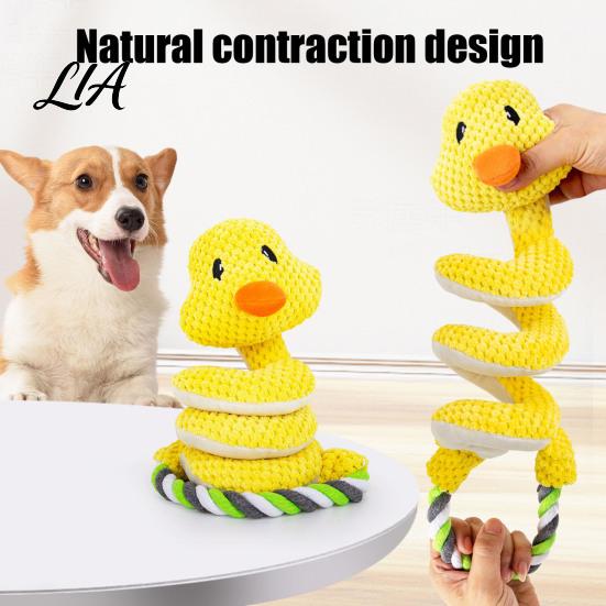 Indoor Fetch Games for Dogs Squeaky Dog Toy with Pull Rope, Plush Tug of War Toy, Safe Chew Toys Spiral Animal Interactive Small Medium Large