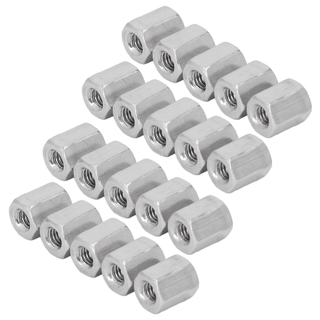 20PCS Hex Coupling Nut Stainless Steel Rustproof M4 X 0.7 8 L10mm 6 Sides Connector Nuts for Installation