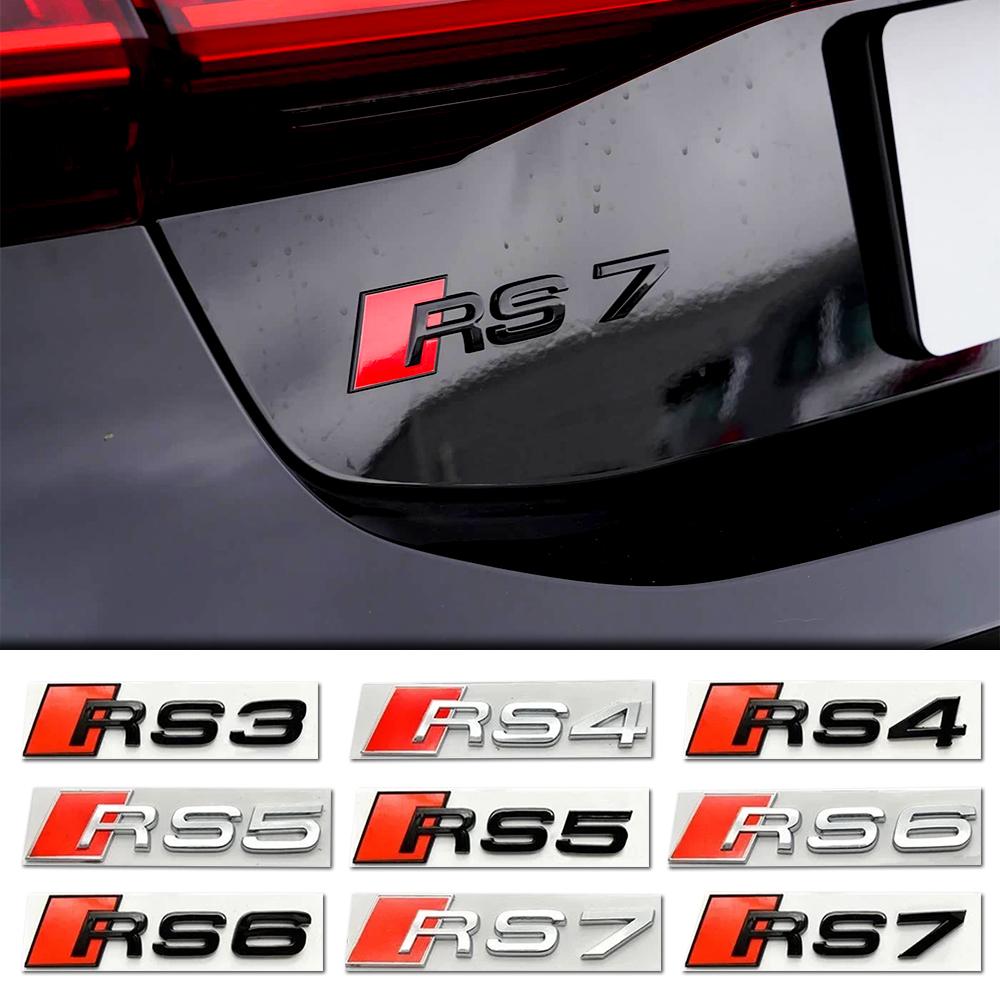 3D ABS Black Chrome Car Trunk Letter Badge Emblem For 2s RS3 RS4 RS5 Sline TT A3 A4 B8 B9 A5 A6 C7 Q3 Auto Tuning AccessoriesA1