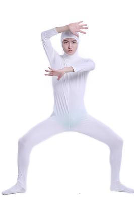 Omoshiro Club Zentai XXS Подходит для 120 см - 130 см Открытый костюм-кигуруми, Костюм на все тело, Белый, Детский размер, Высокий, Лицо, (SS03-2H)