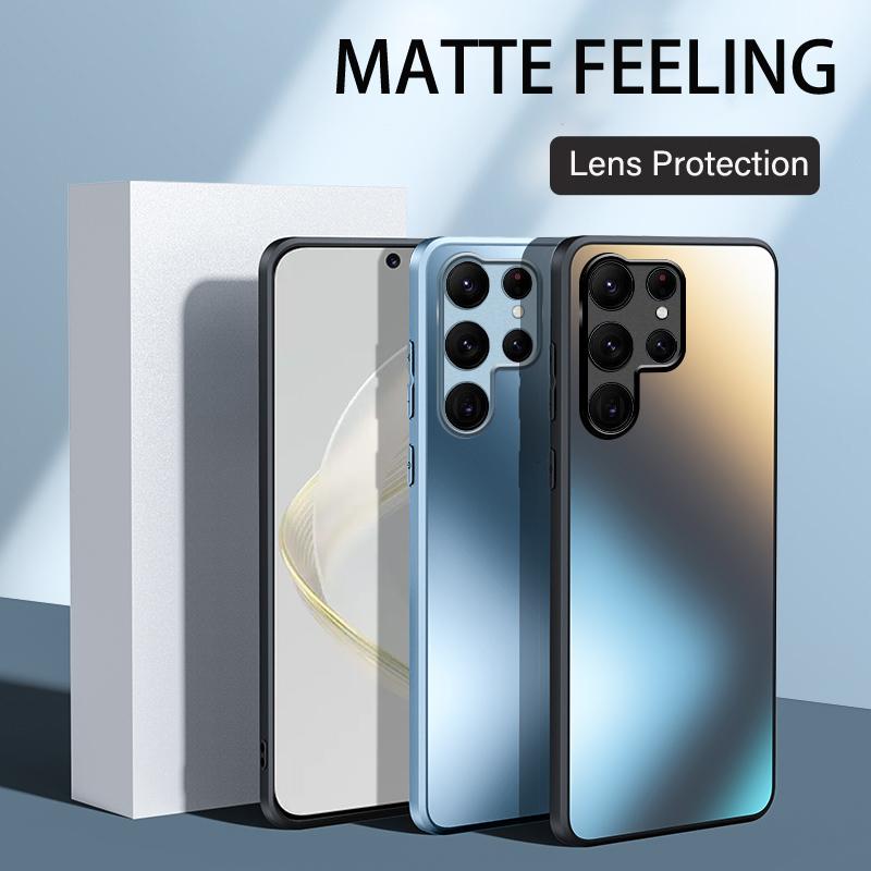 Роскошный силиконовый матовый стеклянный чехол AG для Samsung Galaxy S24 S23 S22 Ultra S24 Plus, матовый защитный чехол для объектива камеры