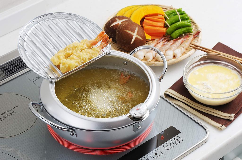 Castle Enterprise Yoshikawa Mirakutei II Кастрюля для темпуры 24 см, для индукционных плит, Сделано в, Доступна подарочная упаковка, Крышка, (с термометром), Совместимый, Япония,