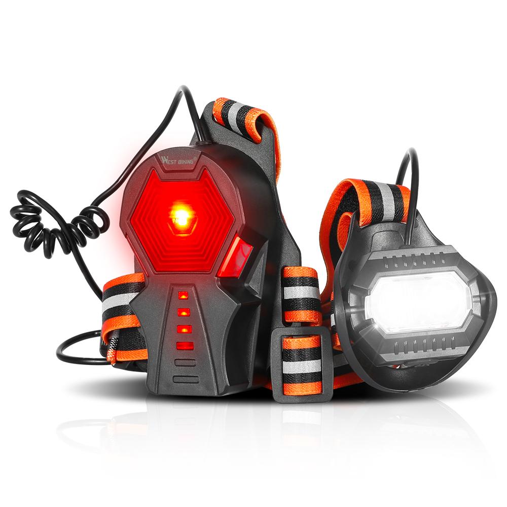 WEST BIKING Открытый спортивный светильник IPX4 Водонепроницаемый USB перезаряжаемый фонарик Светодиодный ночной нагрудный светильник