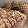 INS Девочки Ретро Комплекты Постельного Белья 2025 Новые Комплекты Простыней в Британском Стиле Женские Клетчатые Комплекты Пододеяльников Королевского Размера с Наволочками