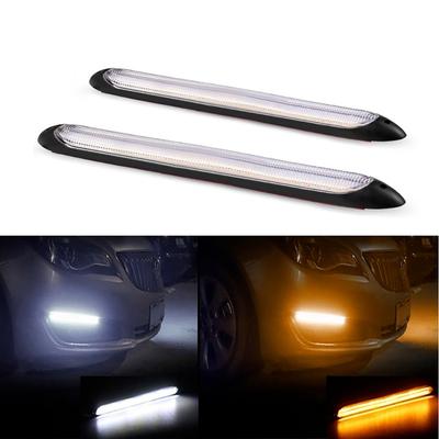 2x Автомобильные светодиодные дневные ходовые огни DRL Flow Yellow Turn Signal White Водонепроницаемые полосы фар последовательного света Универсальные
