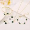 European and American Hot-Selling Lucky Clover Jewelry Set: Five-Leaf Bracelet, Earrings, Necklace & Ring for Women