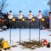 Solar Christmas Lawn Light Outdoor Lighted Santa Claus Garden Stake Metal Snowman Sign with Solar Lantern Waterproof Xmas Decor