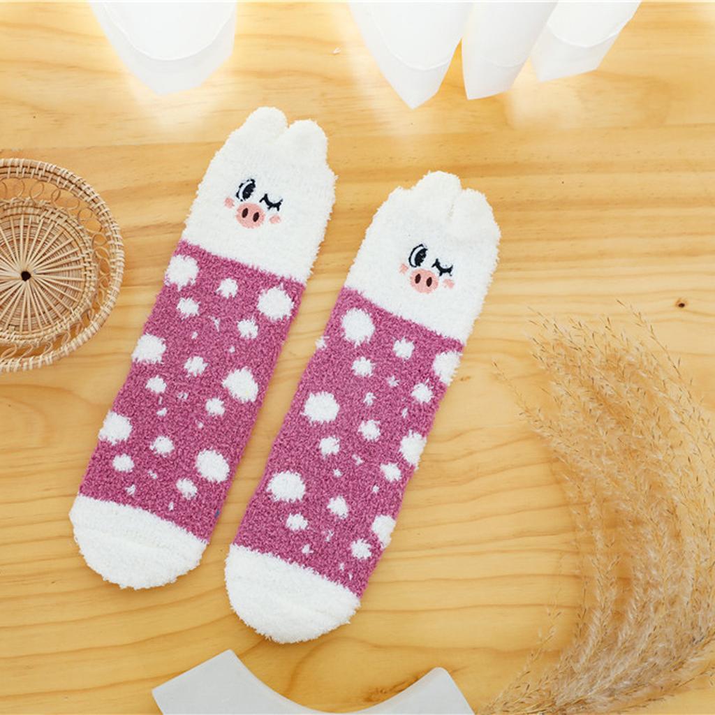 Женские милые коралловые бархатные носки с домашними животными, бархатные теплые домашние носки-тапочки в носках-трубках