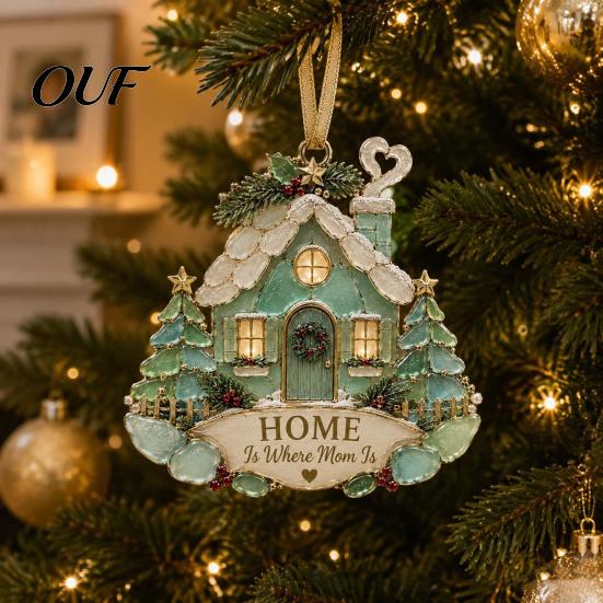 Indoor Outdoor Festive Decor Sea Glass Family Ornament, Mother Daughter Sisters Acrylic Hanging Decoration, Home Is Festival Gift Ideas Where