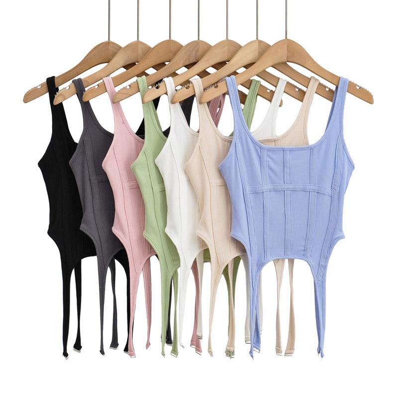 Жилет в стиле сафари с нитью «рыбий кость», рубашка нестандартной формы на крючке для женщин, сексуальные топы без рукавов с квадратным вырезом