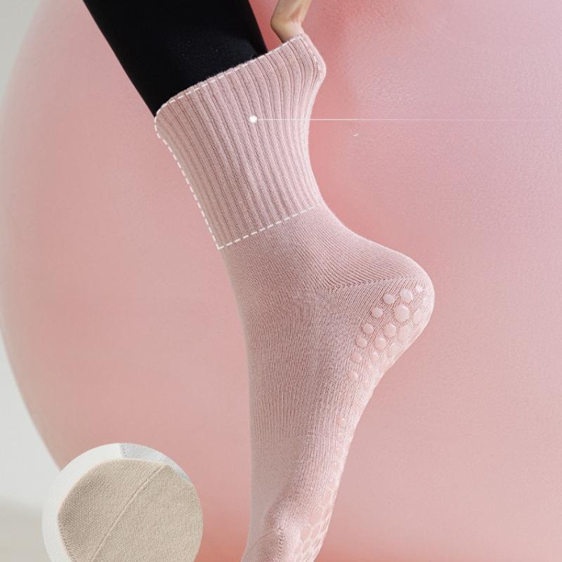 Autumn and Winter Simple Pure Color Mid Calf Socks Silicone Non-slip Fitness Indoor Dance Sock