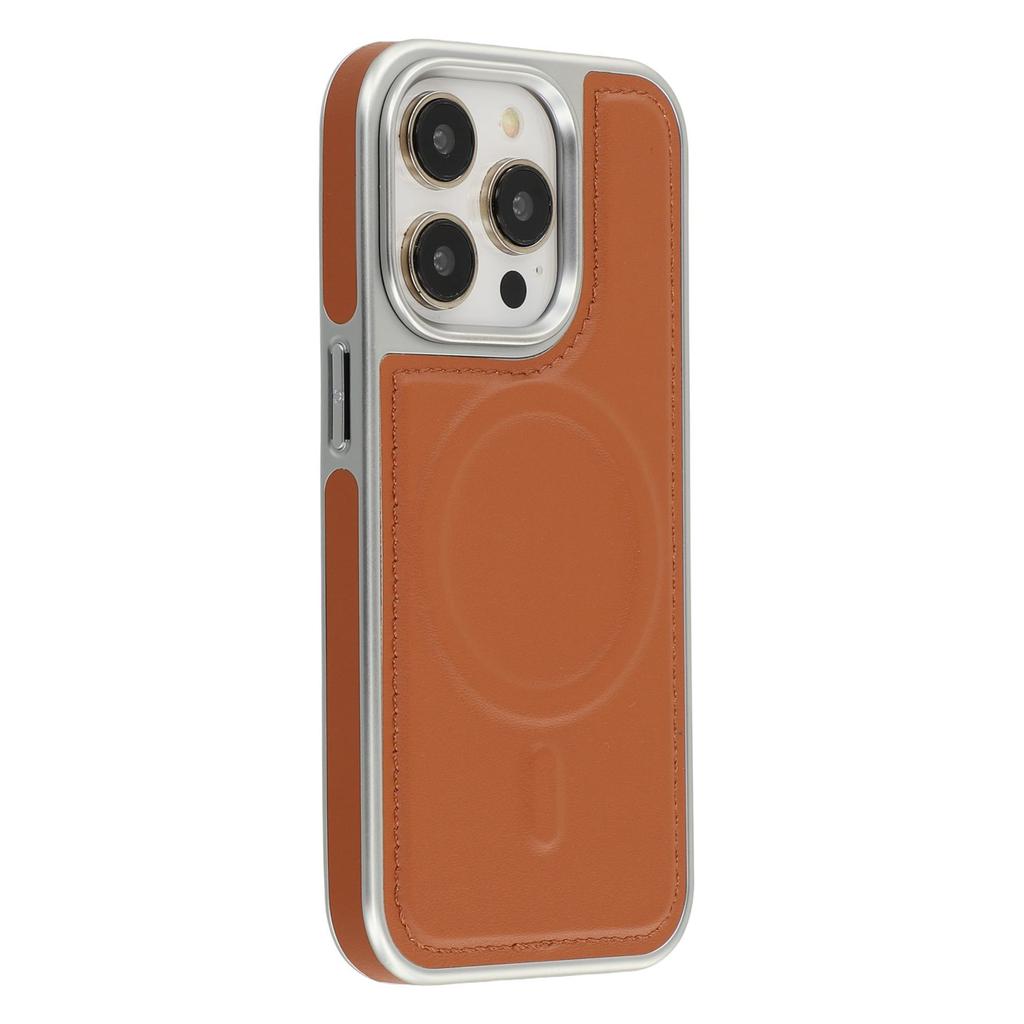 For iPhone 14 Pro Max Case Compatible with MagSafe Electroplating Edge PU+TPU+PC Phone Back Cover