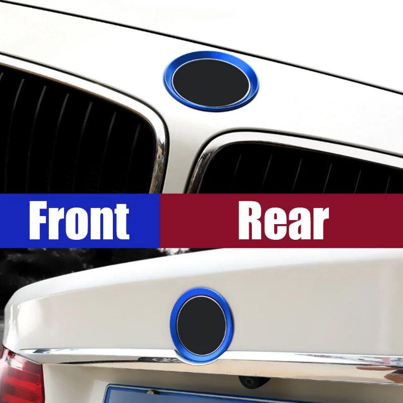 BLT1 1 Piece Front and Rear Logos 82mm/74mm Front and Rear Badge Decorative Rings Suitable for BMW 3 Series 5 Series 320LI 520LI