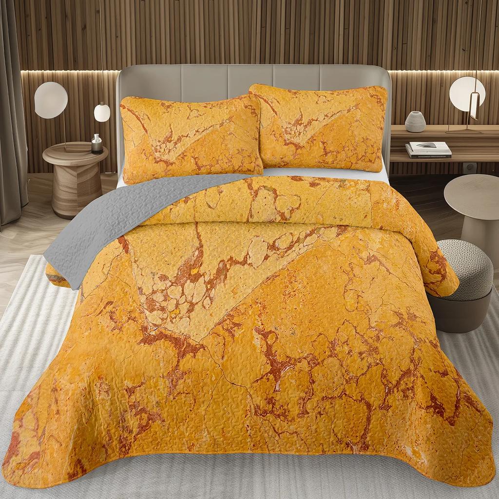 Marble Grain Bedspread Twin King,Abstract Marble Texture Design Quilted Marbling Coverlet Set Ink Fluid Art Quilt Set Home Decor