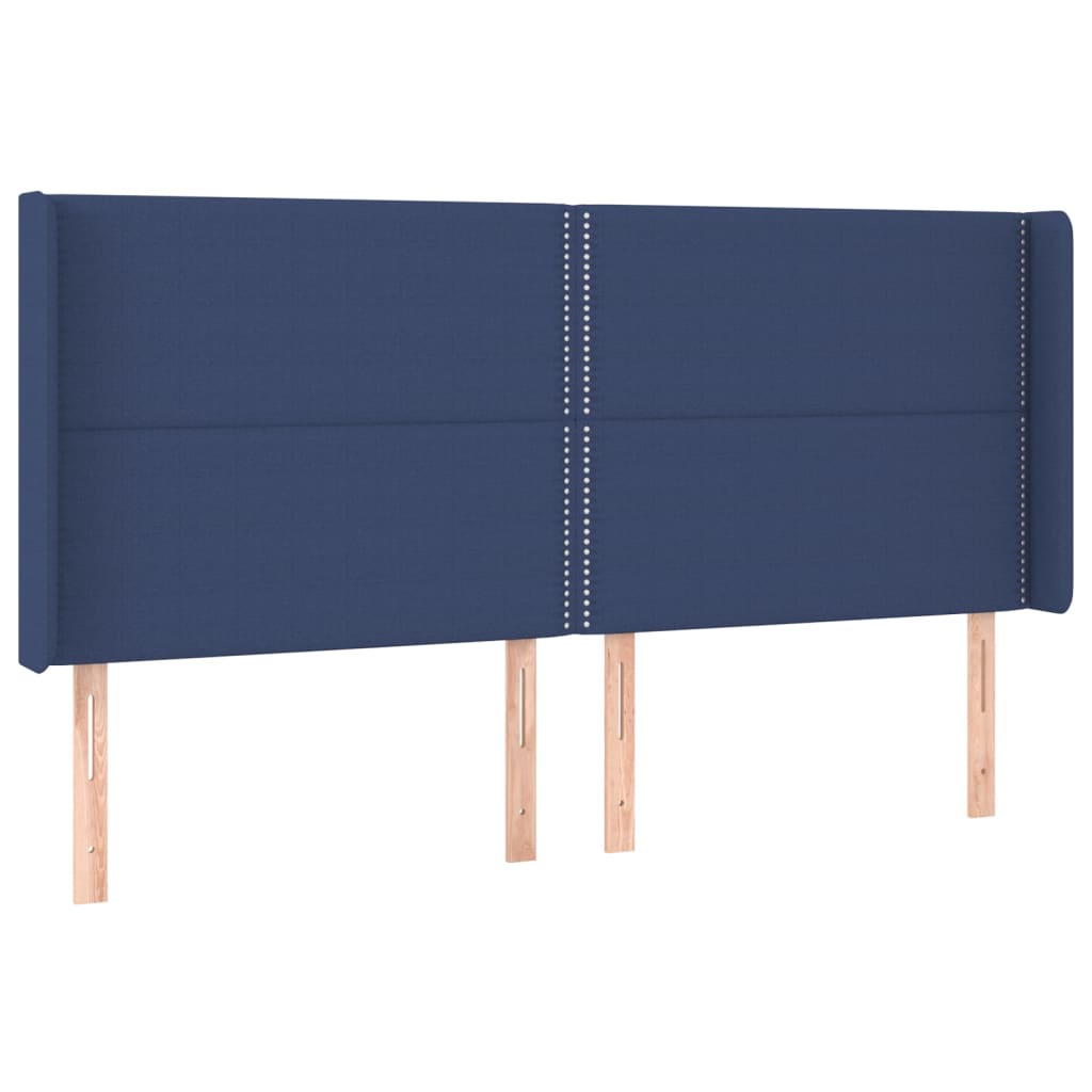 Headboard with Ears Blue 203x16x118 128 cm Fabric