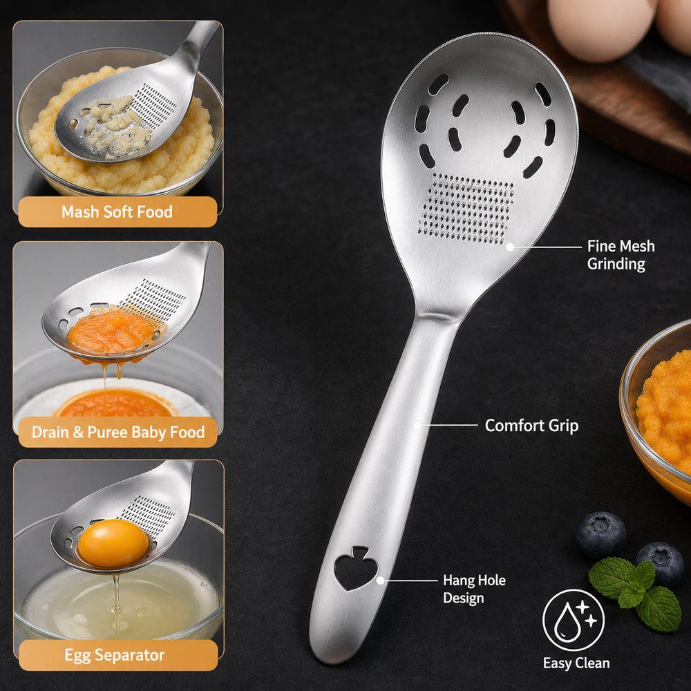 Slotted Bowl Multifunction Strainer Spoon Fine Grater Slotted Pasta Spoon Bottle Opener