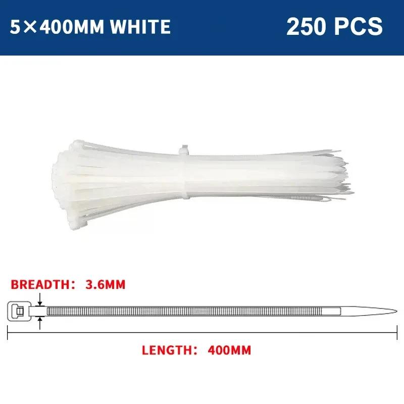 250/500Pcs Large Nylon Tie Zip Plastic White Self-Locking Cable Tie Binding Rope High Strength Fixed Belt Industrial Cable Tie