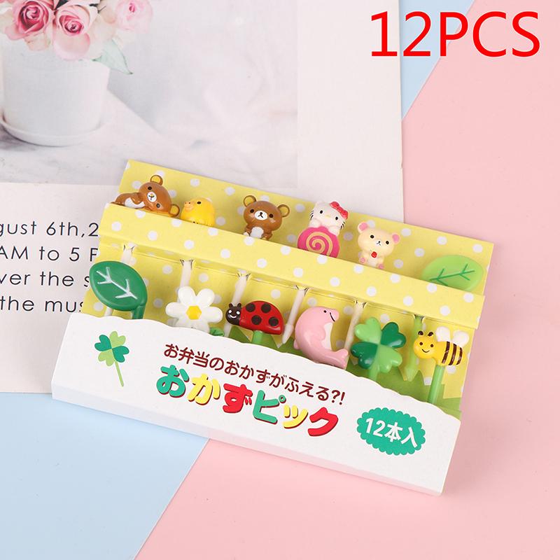 12 шт., зубочистка для выбора фруктов, украшение для вечеринки, животное, мультяшная еда, фруктовые вилки