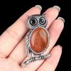 Alloy Inlaid Natural Crystal Agate Owl Necklace, Semi-Precious Stone Animal Pendant for Women